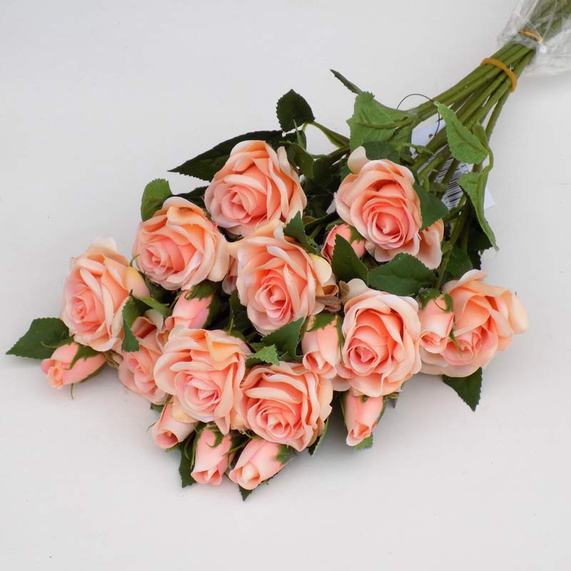 Fir, trandafir + boboc 1+1 (piersică) 10 fire/buchet • Ambalaje