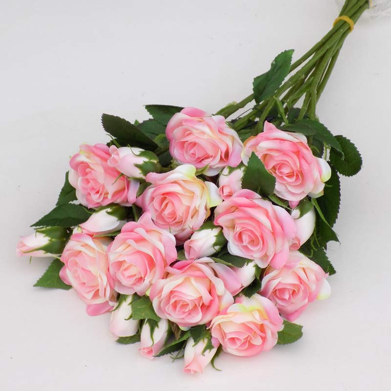 Fir, trandafir + boboc 1+1 (roz) 10 fire/buchet • Ambalaje & Accesorii