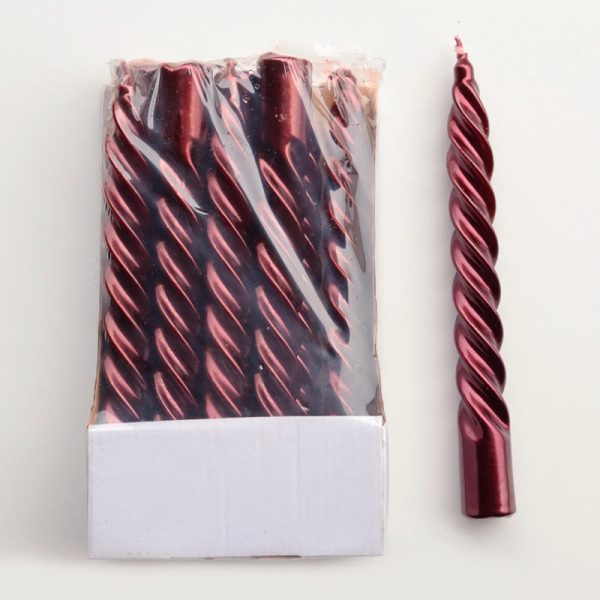 Lumânări metalizate spirale - BORDO (10/SET)