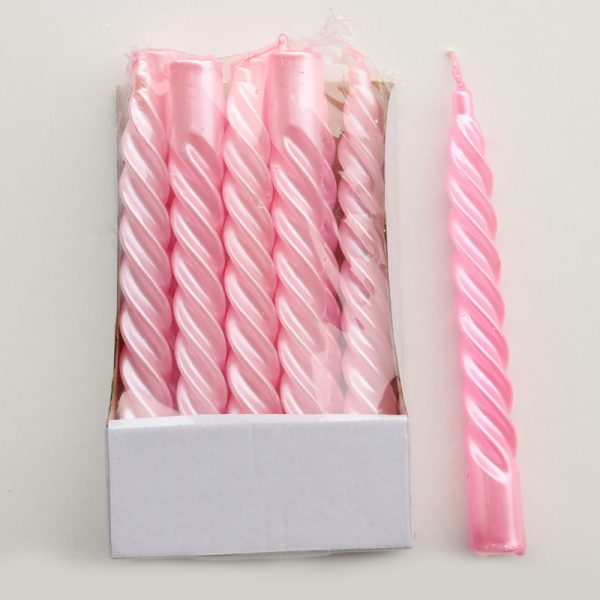 Lumânări metalizate spirale - ROZ DESCHIS (10/SET)