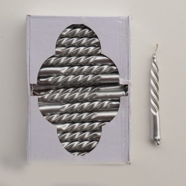 Lumânări spirale mici ,metalizate - ARGINTIU (30/SET)  11,5 cm