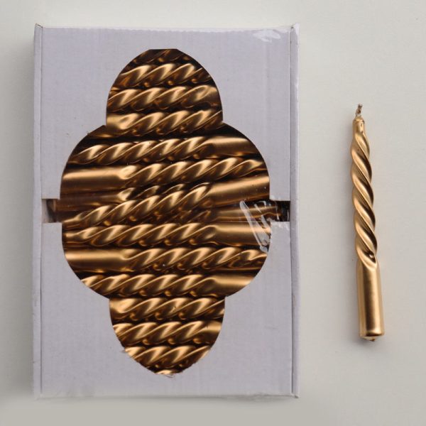 Lumânări spirale mici ,metalizate - AURIU (30/SET)  11,5 cm