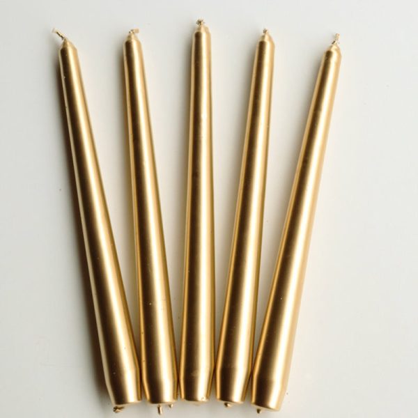 Lumânări metalizate conice - AURIU (5/SET)