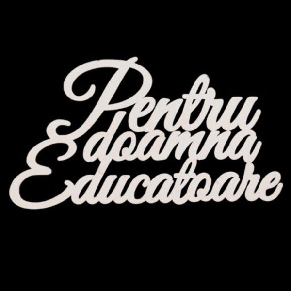 Mesaj lemn  (10cm) , Set/5 - ”Pentru doamna Educatoare” (ALB)