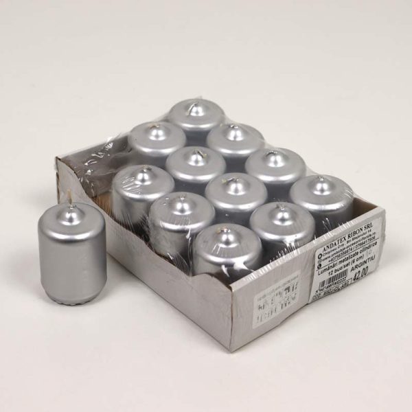 Lumânări metalizate cilindrice - ARGINTIU (12/SET)