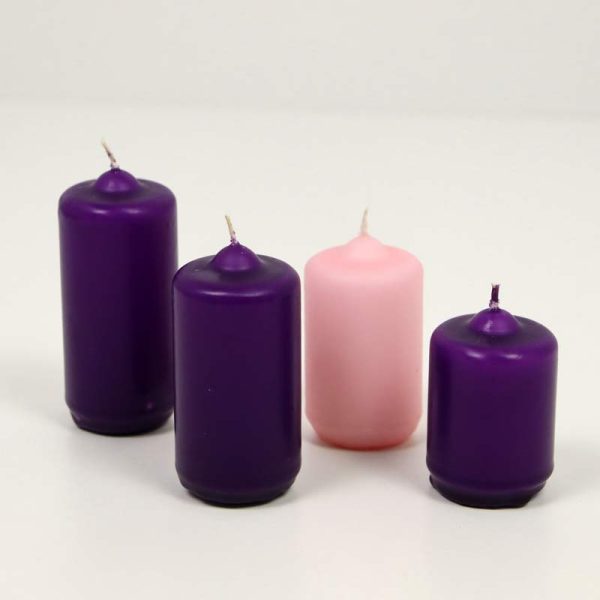 Lumânări simple advent - MOV/ROZ (4/SET)