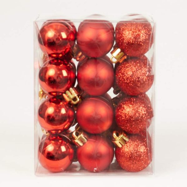 Globuri 24/SET 3cm - ROȘU