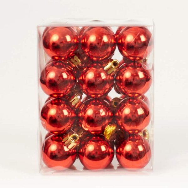 Globuri lucioase 24/SET  3cm - ROȘU