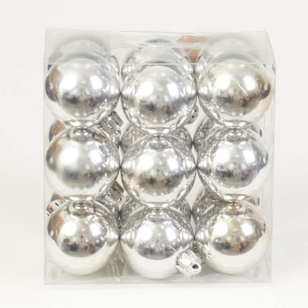 Globuri lucioase 18/SET  4cm - ARGINTIU