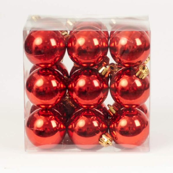 Globuri lucioase 18/SET  4cm - ROȘU