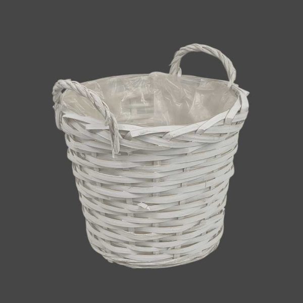 Coșuleț nuiele cu mâner -ALB