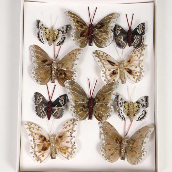 Fluturi decorativi 5-8 cm -MIX TOMNĂ cu SCLIPICI