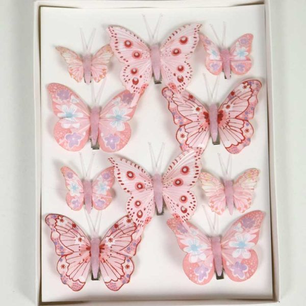 Fluturi decorativi 5-8 cm -MIX BABY ROZ