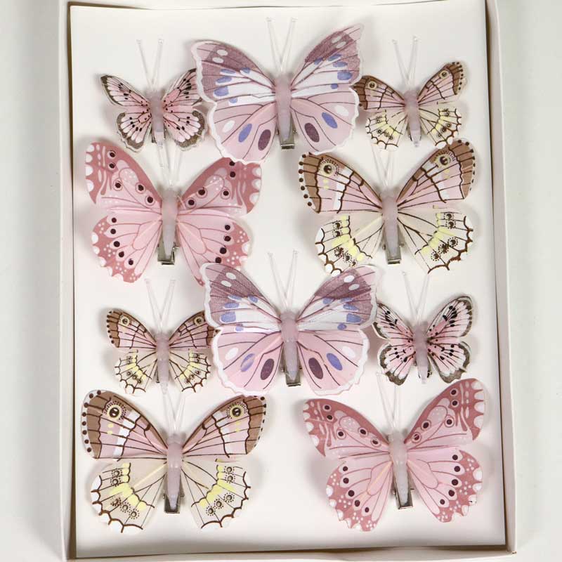 Fluturi decorativi 5-8 cm -MIX ROZ