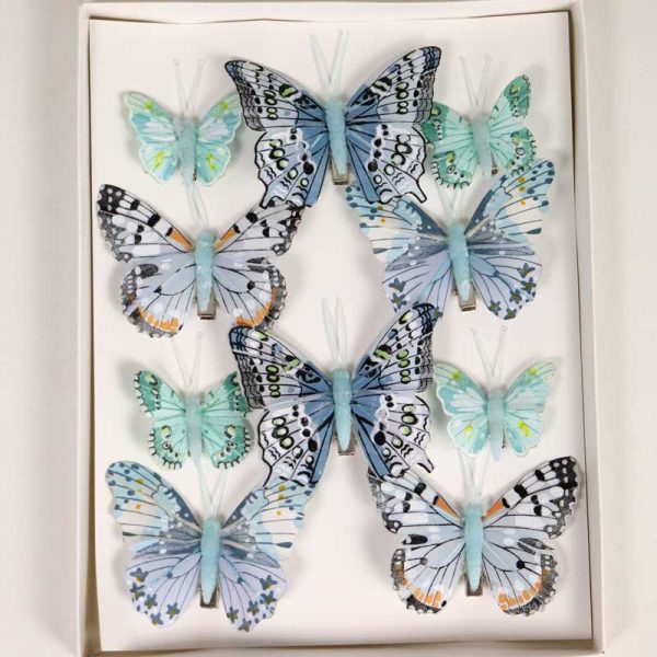 Fluturi decorativi 5-8 cm -MIX ALBASTRU