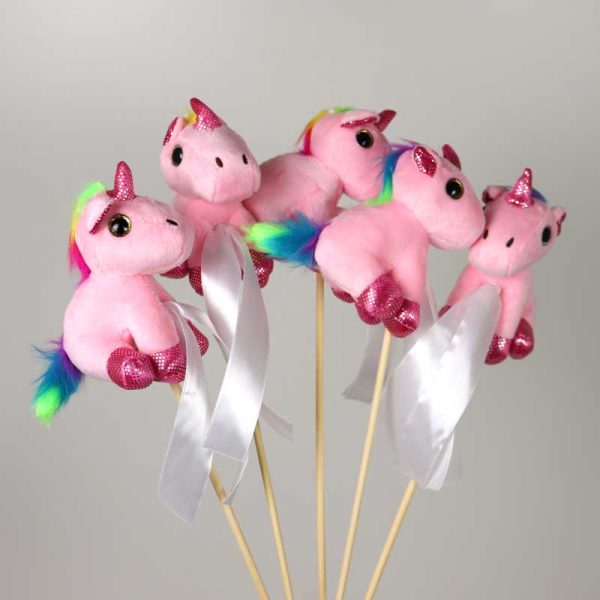 Decorațiuni pe băț  5buc/set - Unicorn de pluș