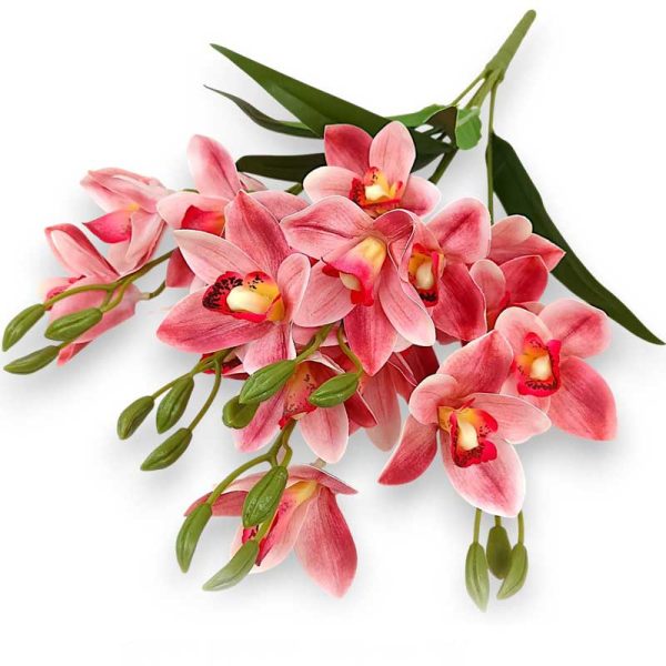 Orhidee Siliconat cu frunze - ROZ