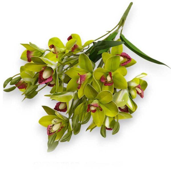 Orhidee Siliconat cu frunze - GALBEN